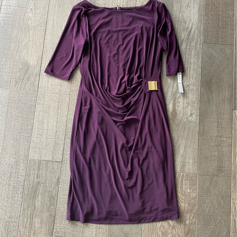 Tahari Purple Midi Dress